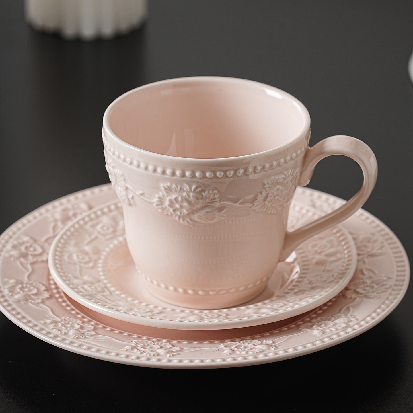 轻奢复古咖啡杯子高档精致陶瓷杯碟小众高级感家用下午茶具马克杯