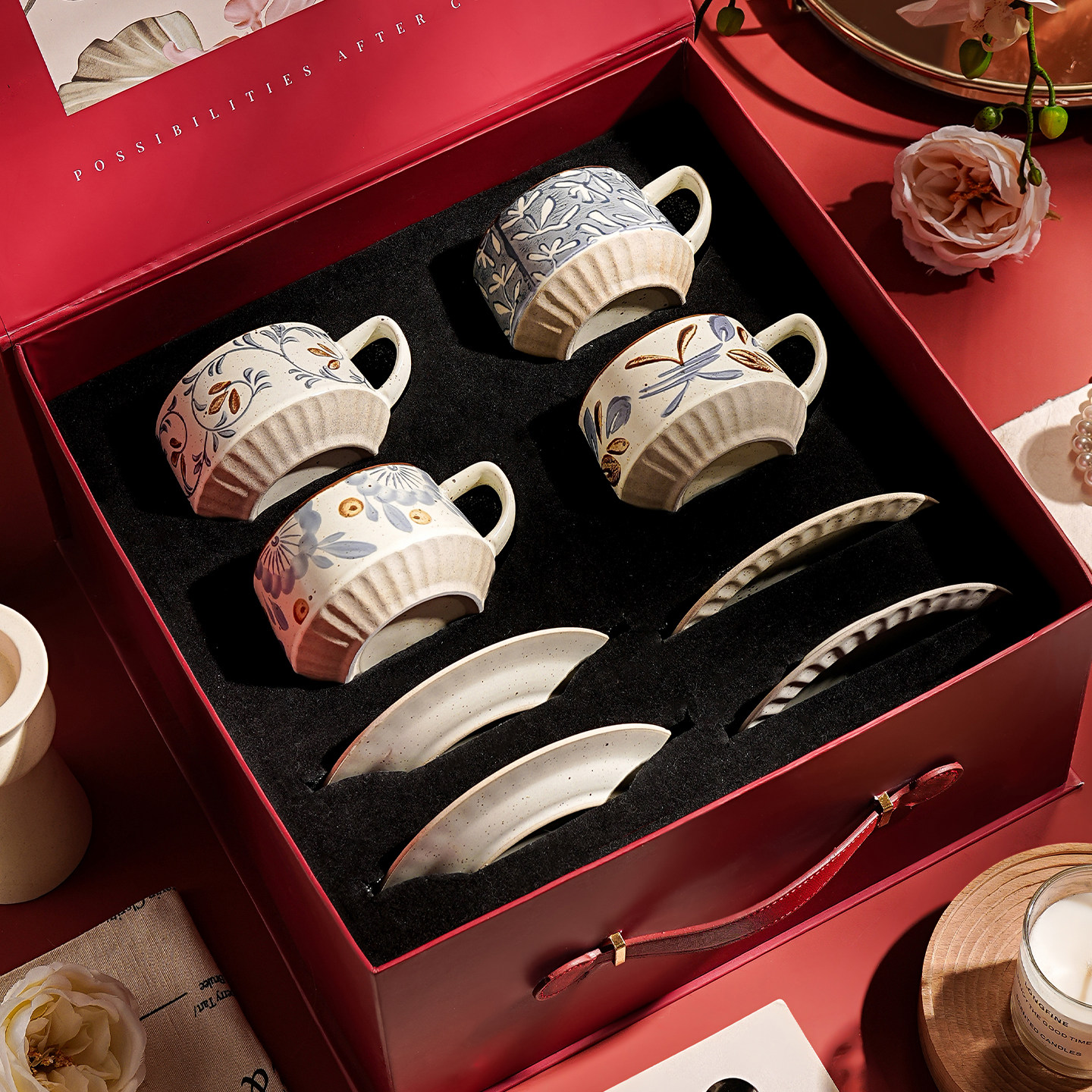 特别好看的咖啡杯陶瓷复古咖啡杯碟套装礼盒结婚新婚礼物乔迁新居