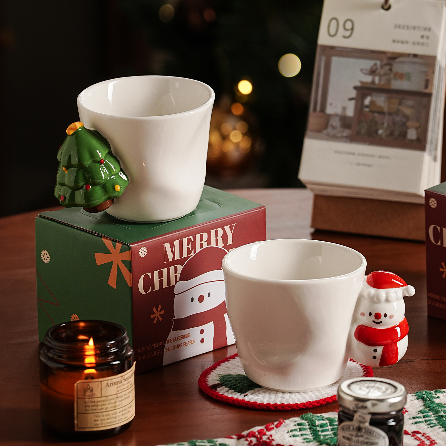 圣诞杯子高颜值圣诞节杯子马克杯情侣杯陶瓷杯子家用喝水杯子礼盒