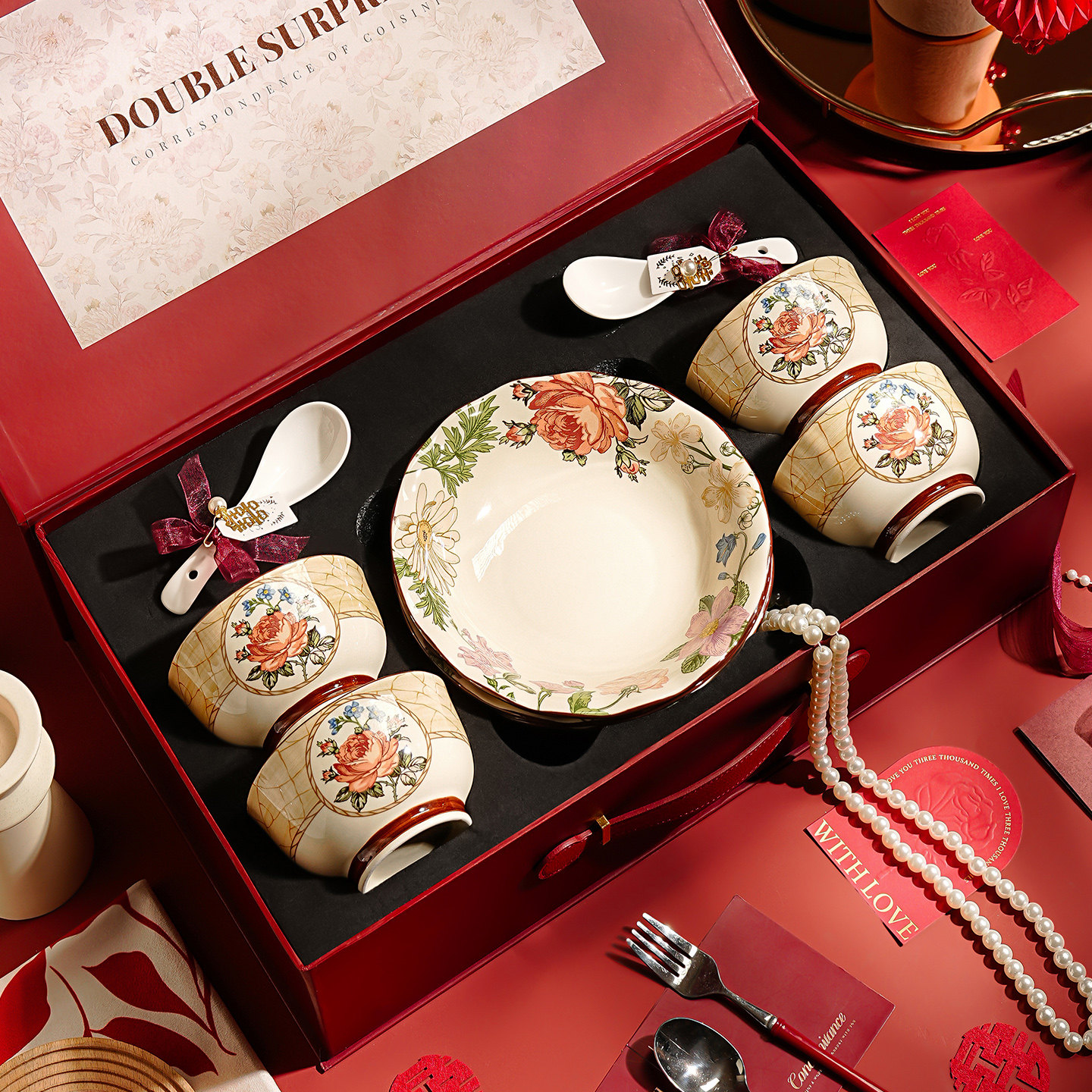 新年餐具套装陶瓷碗家用2026新款碗具碗碟套装碗筷结婚新婚礼物盒,餐饮具,碗,淘宝优惠券,粉丝福利购,淘宝优惠卷