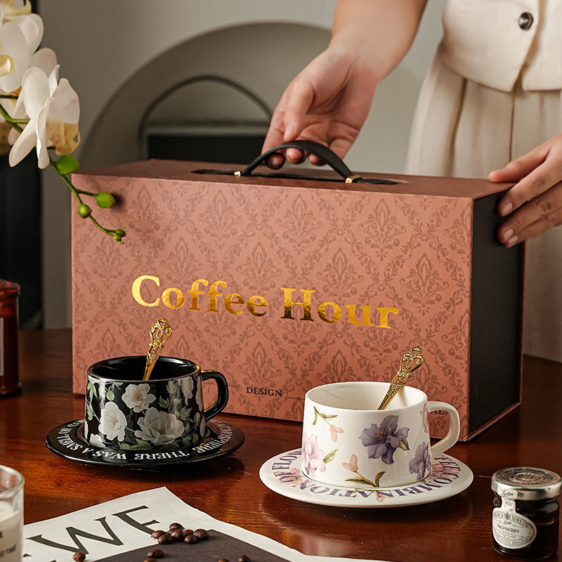 精致咖啡杯碟套装法式陶瓷咖啡杯礼盒装送人咖啡杯子高档精致