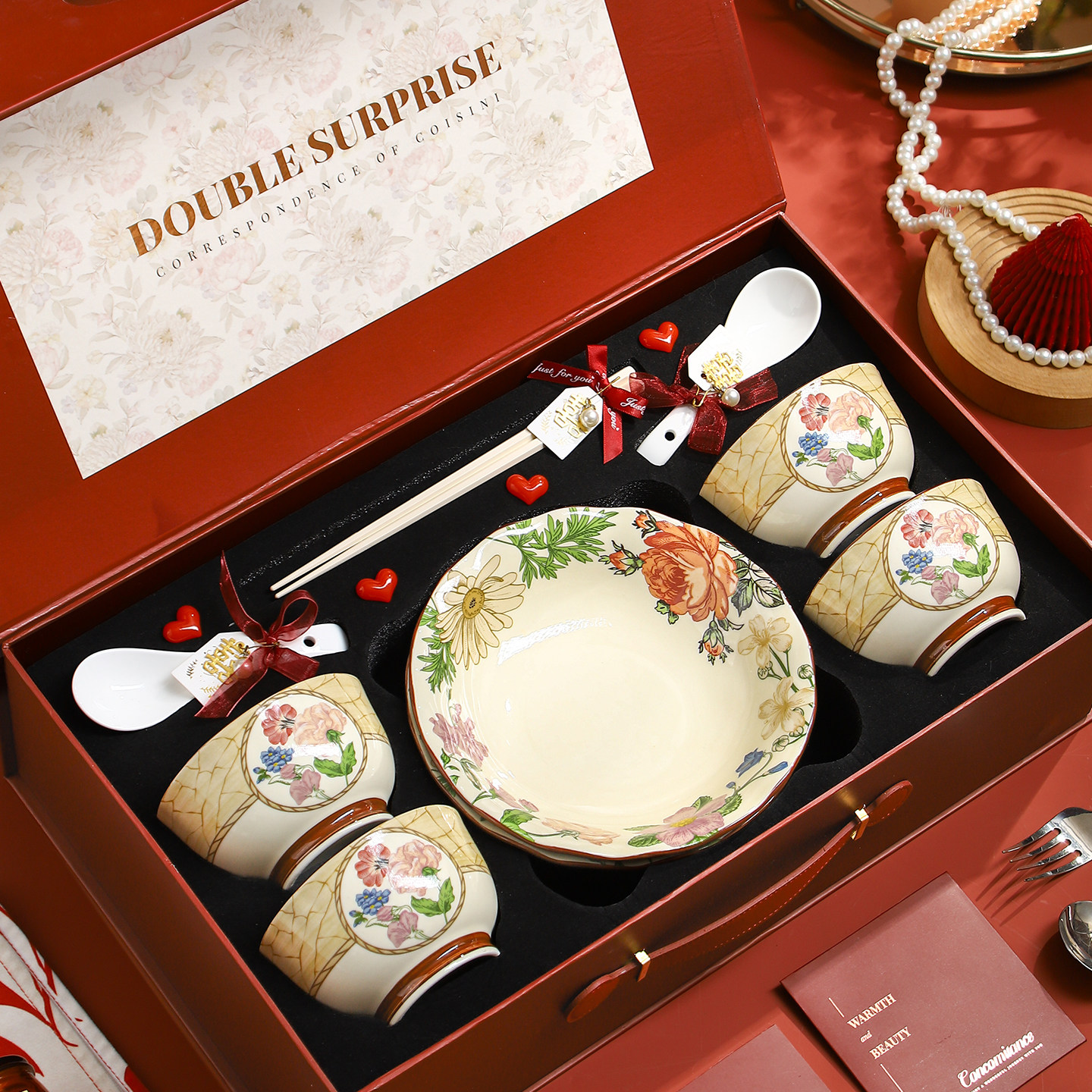 陶瓷碗家用2026新款高颜值碗具碗碟碗盘餐具套装结婚订婚新婚礼物