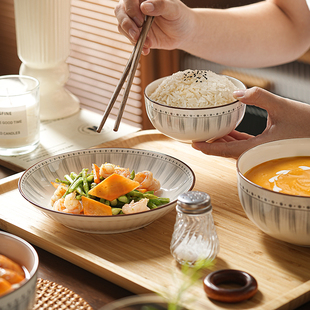 精致一人食餐具碗碟套装 饭碗组合 家用陶瓷碗盘筷子日式 2025新款