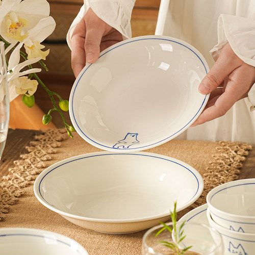 陶瓷盘子菜盘家用餐具套装2025新款高颜值可爱碗盘碟子釉下彩小盘