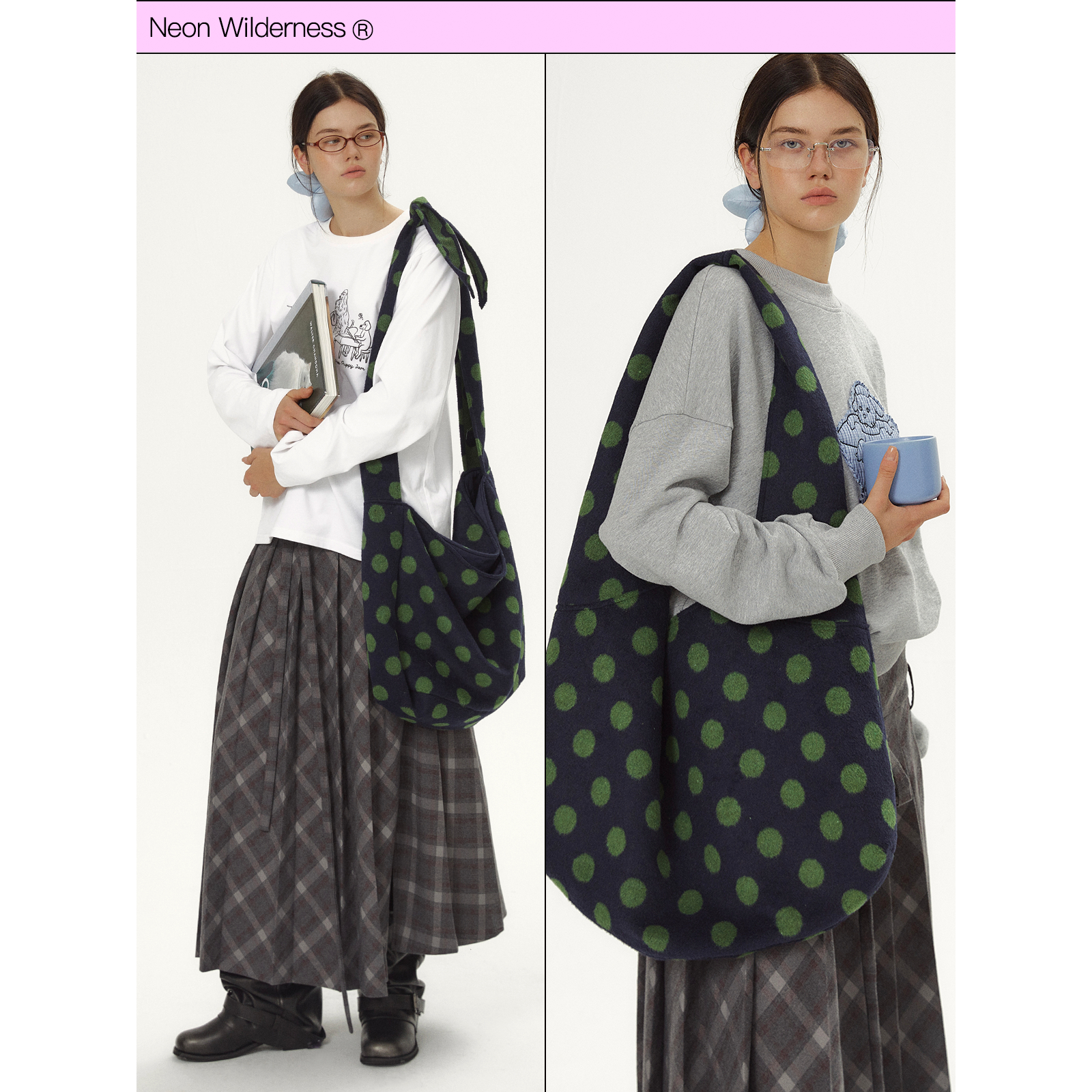 霓虹大荒野® PerfectDays 可爱草绿波点呢料背包(2款)