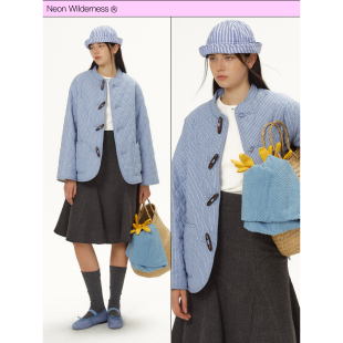 新品 霓虹大荒野®小蓝格菱形绗棉加绒牛角扣棉服 限时85折