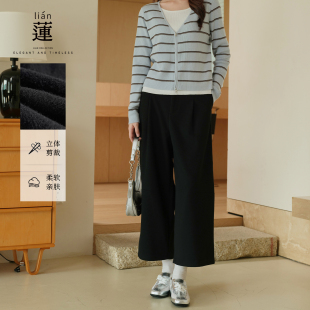 百搭阔腿休闲裤 阿依莲时尚 女25冬季 新款 子 宽松九分裤 商场同款