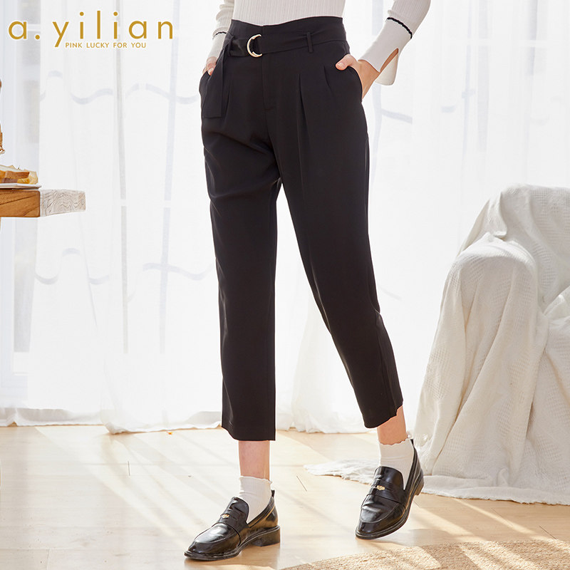 阿依莲旗舰店官网正品2020春季新款休闲裤女时尚修身显瘦女士裤子
