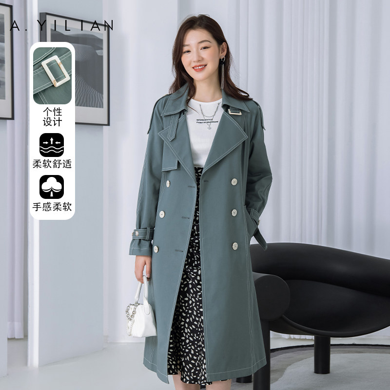 阿依莲2022年春季新款洋气中长款风衣