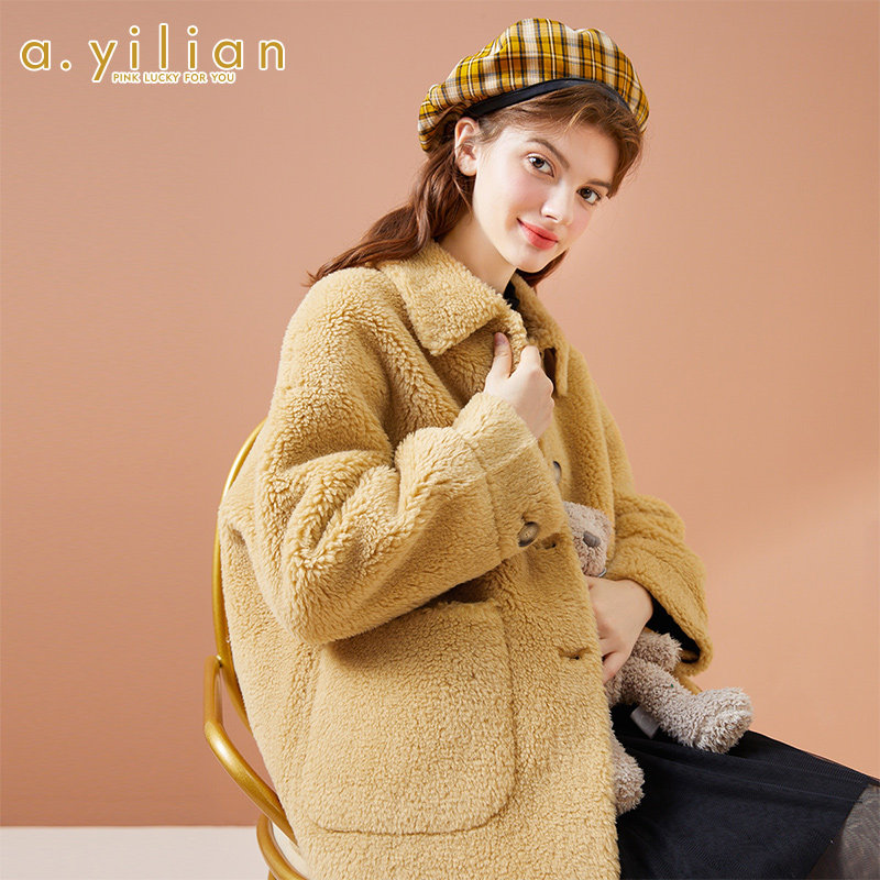 【VIP专享】阿依莲2020毛呢外套中长款外套个性设计小个子呢子