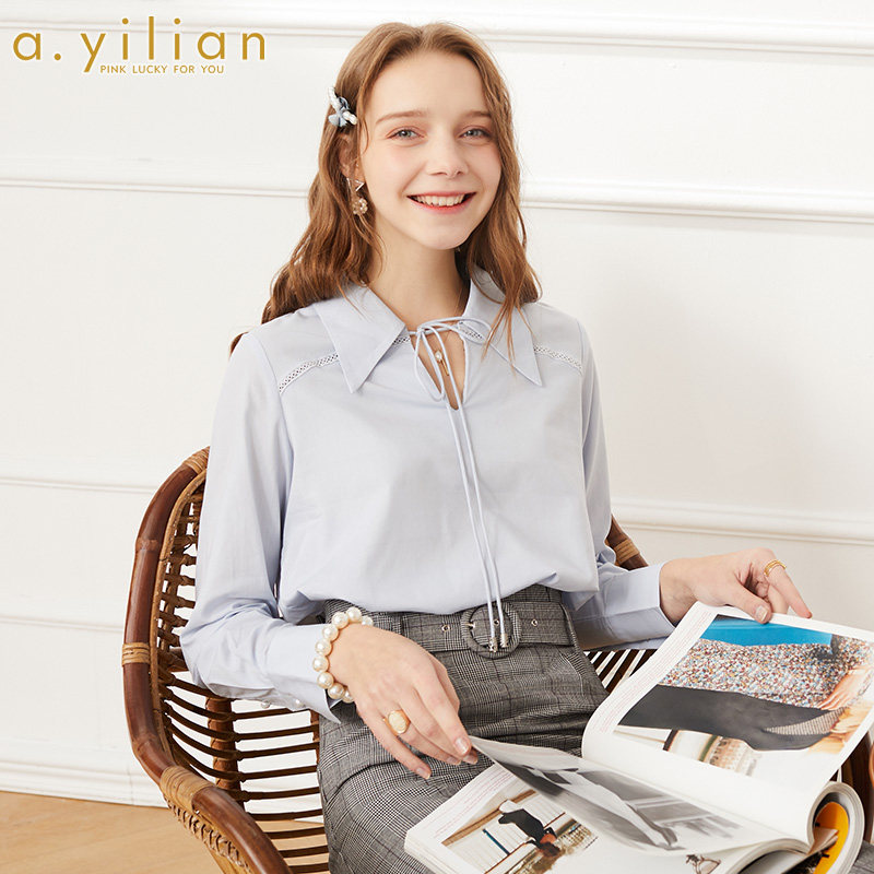 阿依莲旗舰店官网正品2020新款春装韩版时尚百搭衬衣女港风气质女