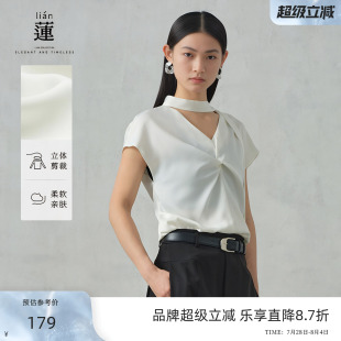 女2025年夏季 阿依蓮氣質(zhì)別致襯衫 減齡短袖 商場同款 襯衣上衣