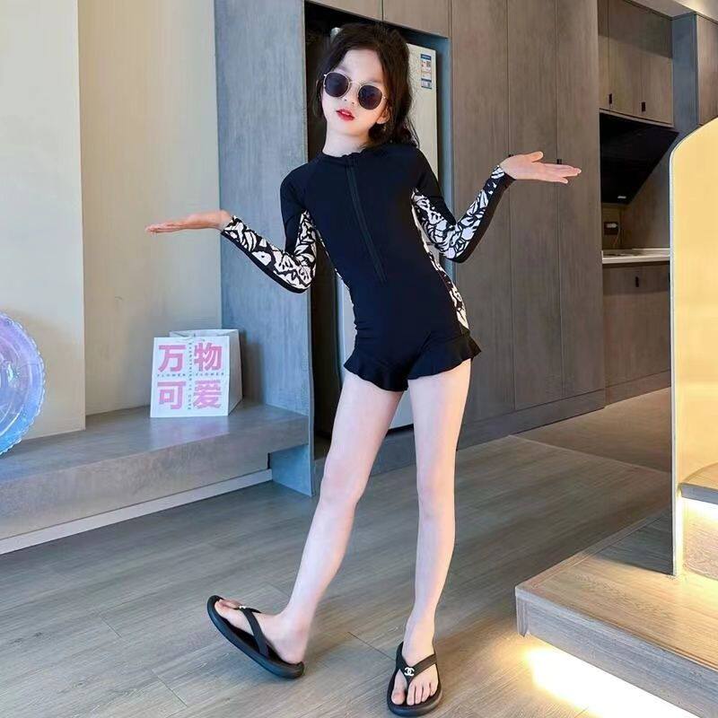 女童泳衣儿长袖防晒装中大