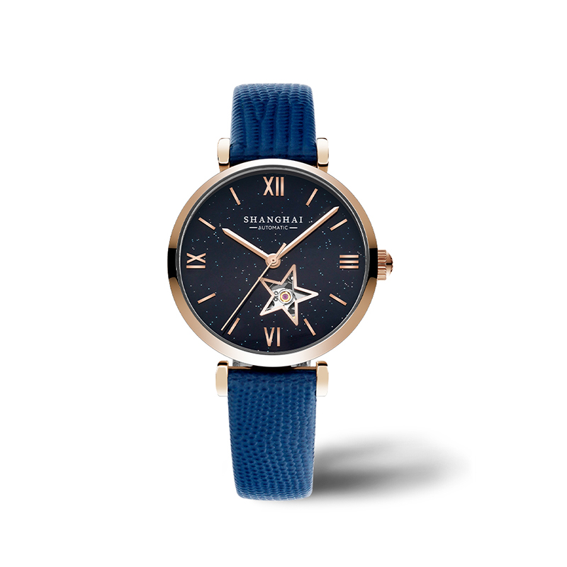上海手表女跃时时尚镂空自动机械