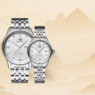 正品上海手表全自动机械表男女表镶钻简约大三针国产名牌腕表3012