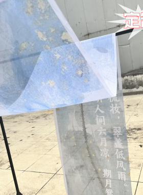 定制超大幅宽3米双面半透明纱布画画心屏风软帘卷挂帘婚礼美陈