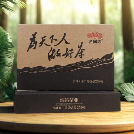 云南普洱茶老同志生茶砖2017年为天人做好茶浓香型250克海湾茶厂