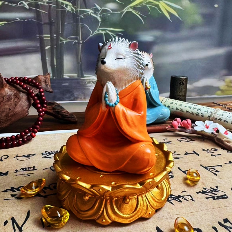 白家古风仙刺猬真身堂口摆件桌面装饰品办公室工艺品车载禅意内饰