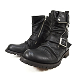 暗黑复古褶皱西部牛仔靴男女款 短靴 做旧机车靴切尔西靴马丁靴工装