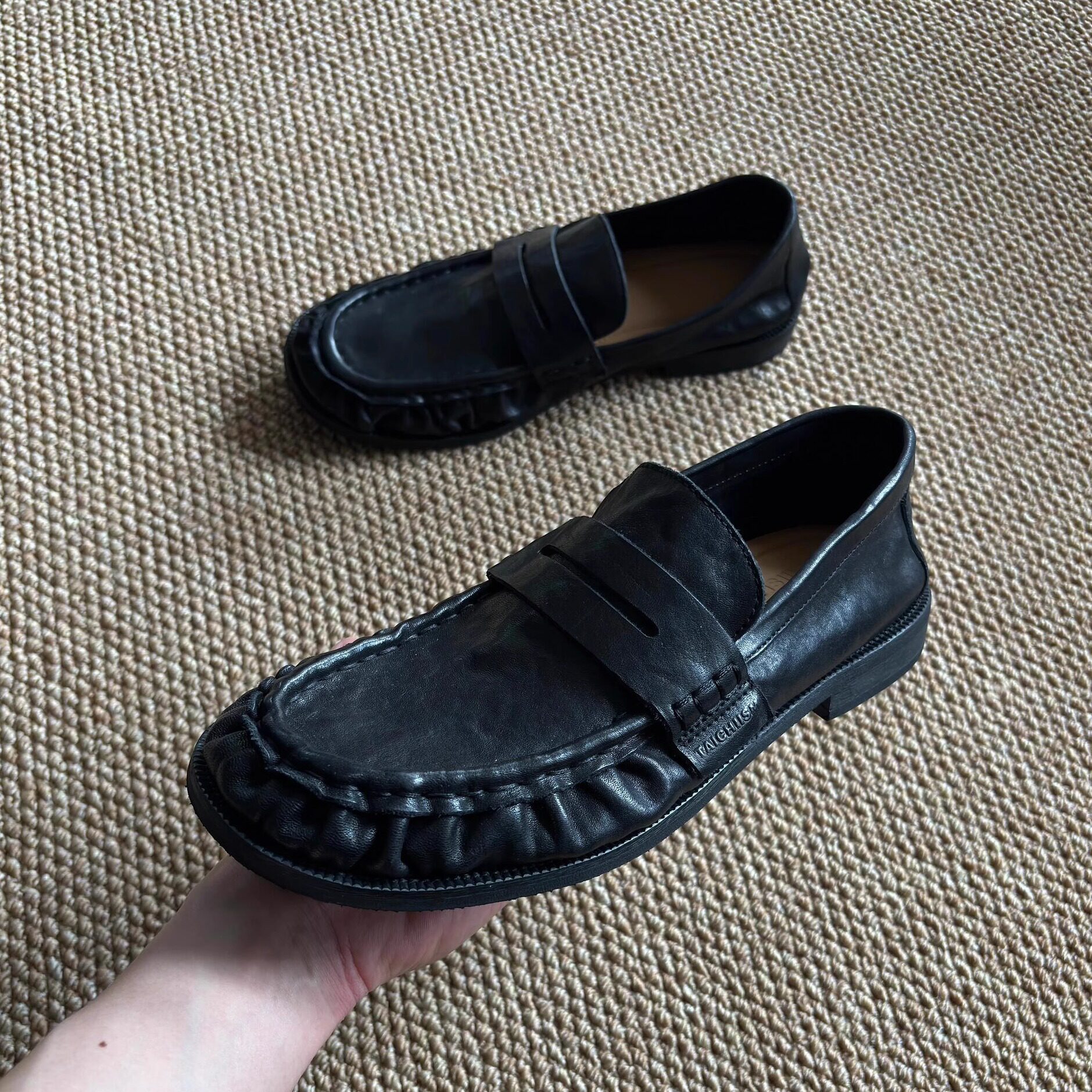 暗黑复古休闲皮鞋男女款德比鞋做旧乐福鞋褶皱豆豆鞋懒人慵懒单鞋,流行男鞋,乐福鞋（豆豆鞋）,淘宝优惠券,粉丝福利购,淘宝优惠卷