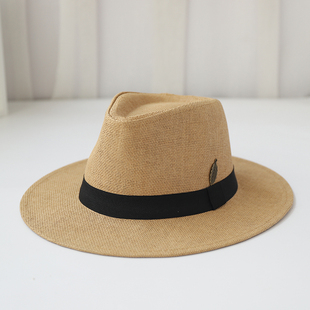 帽子男夏天旅游度假沙滩帽英伦风宽沿太阳帽遮阳礼帽巴拿马草帽女