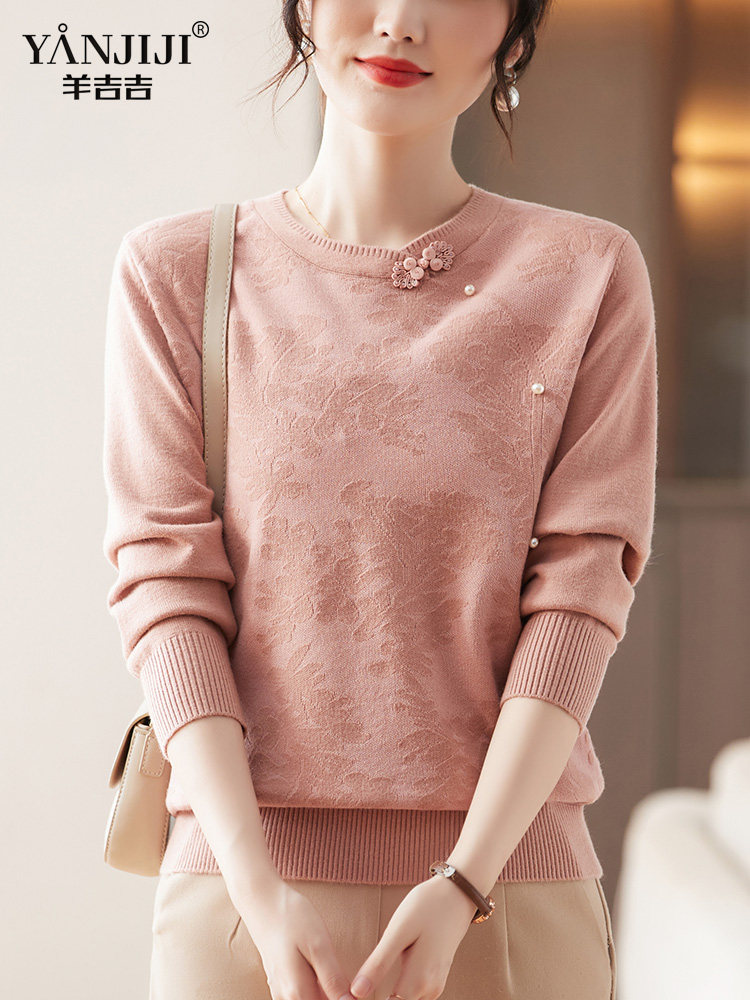 国风妈妈针织衫冬装时尚打底小衫2025新款中老年女装内搭秋冬毛衣