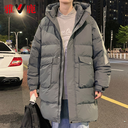 雅鹿羽绒服男中长款冬季连帽2024年新款时尚潮流休闲宽松保暖外套