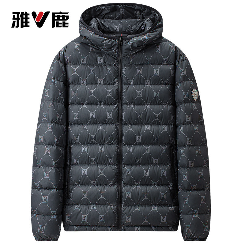 雅鹿秋冬新款轻薄羽绒服男短款连帽修身大码轻便保暖情侣外套潮