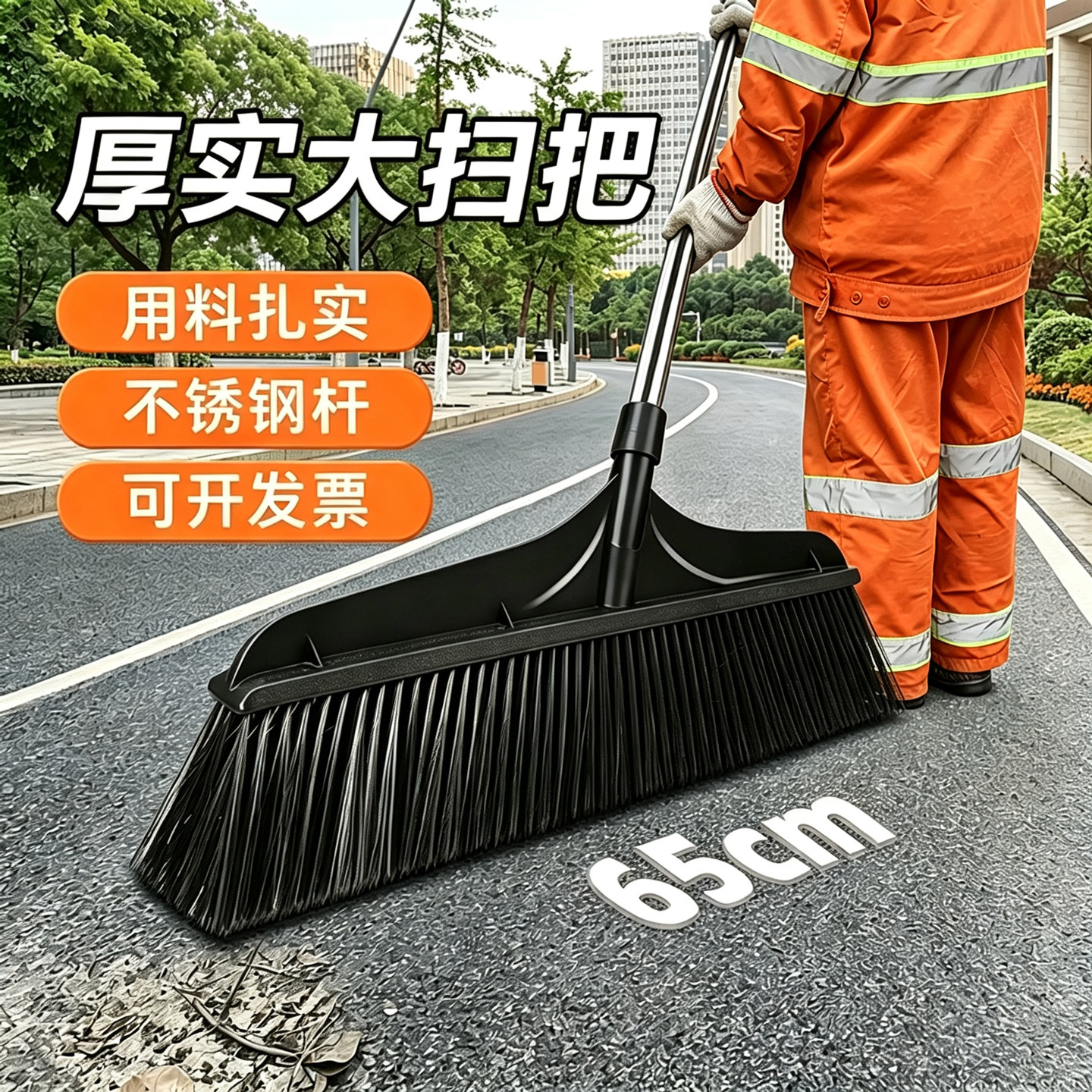 大扫把工业厂簸箕家用庭院笤帚硬毛加大捎把扫帚套装扫地院子户外