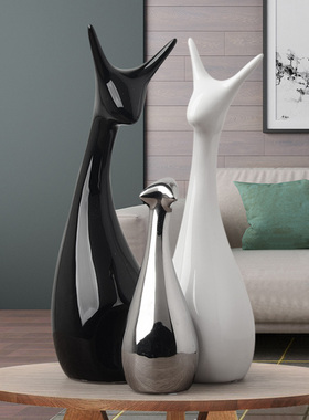 北欧风格家居餐桌创意陶瓷小鹿摆设电视柜玄关客厅酒柜装饰品摆件