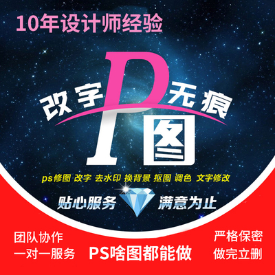 PS图片处理修改PDF扫描复印件批图改图字无痕p图片数字内容水印