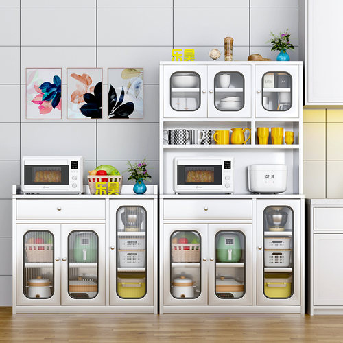 不锈钢柜子商用免安装储物柜带门工作台家用碗柜微波炉收纳柜架子