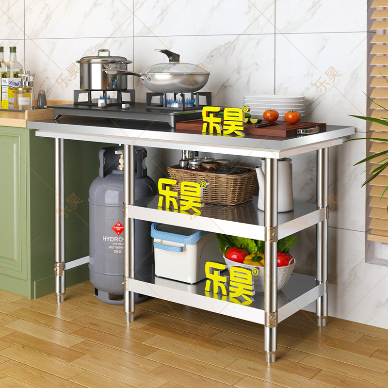 加厚不锈钢工作台置物架厨房液化气燃气灶支架农村放煤气罐灶台架