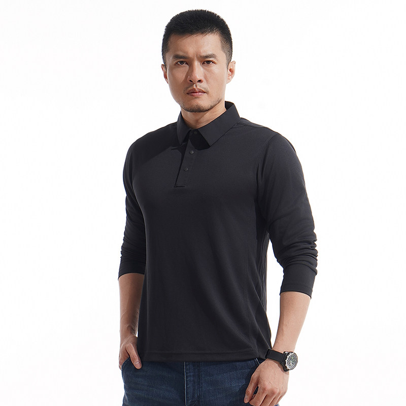 龙牙隐夏COOLMAX速干长袖POL常规POLO领男士通勤休闲百搭款