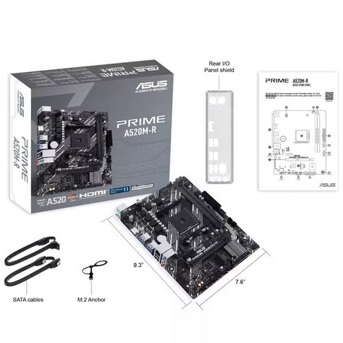 华硕PRIME A520M-R电脑台式机主板 支持AM4 CPU 3000G/5500