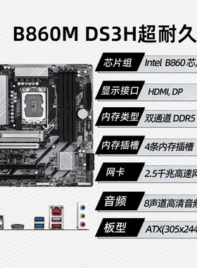 技嘉B860M DS3H 台式机电脑主板DDR5 （B860/LGA1851）