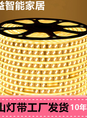 led灯带灯条工程特亮家用吊顶灯槽整卷100米220V户外防水灯带灯条