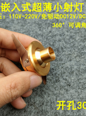220V12V24V超薄led迷你小射灯1W3瓦开孔30mm嵌入式展柜聚光牛眼灯