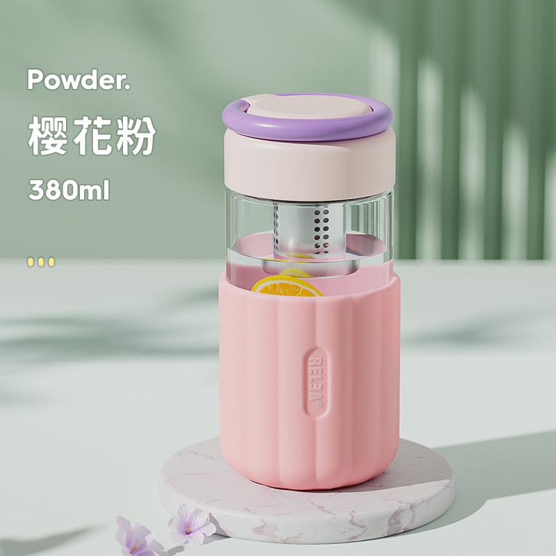 水杯玻璃杯女便携茶水分离泡茶高颜值花茶杯子2023新款家用耐高温