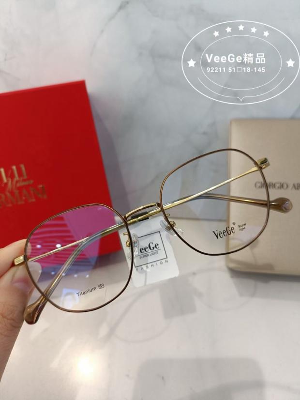 VeeGe纯钛多边形眼镜V格精品镜架近视镜架商务男女款时尚休V92211