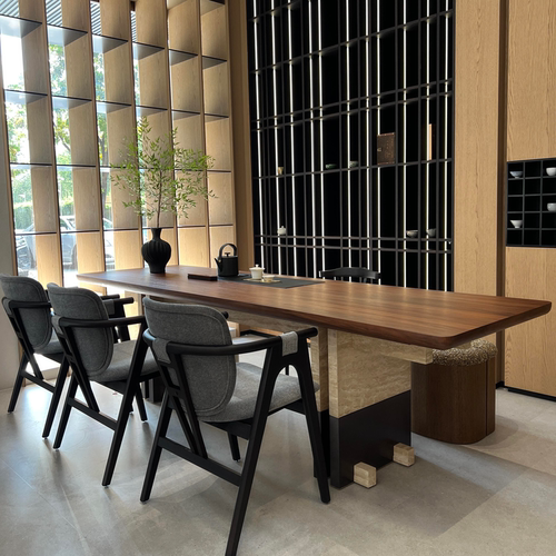 新中式现代简约泡茶桌北美胡桃木茶台实木轻奢茶桌2025新款高端