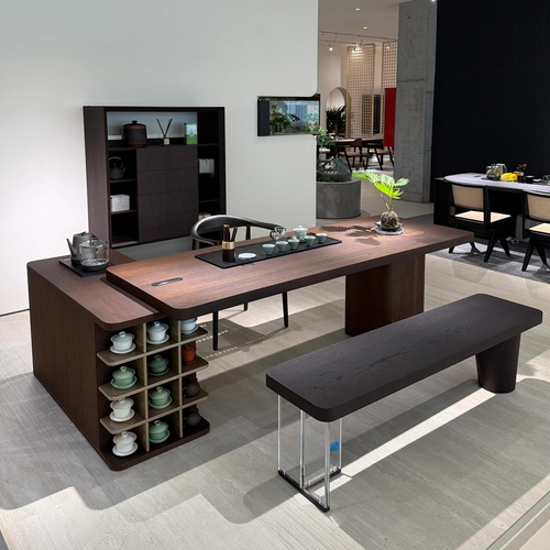 新中式实木茶桌椅组合现代简约轻奢高级感复古办公茶室会所泡茶台