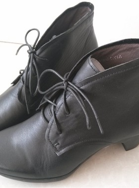 BATA/拔佳19秋冬新款头层牛皮女真皮皮靴短靴中跟 AWD65包邮