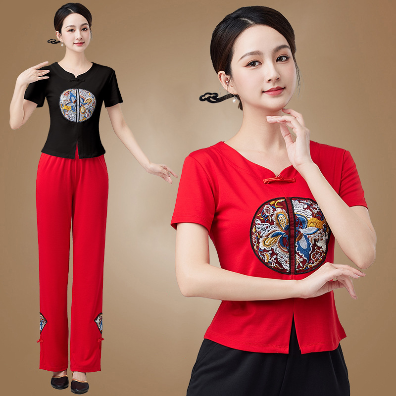 2024春夏广场舞服装套装 国风古典新款舞蹈演出服民族风表演衣女