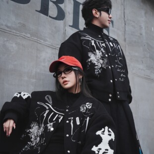 CHAWALANDRO未来传说美式情刺绣高街重磅棒球外套夹克潮流