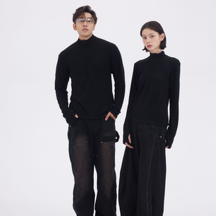 CHAWALANDRO夏瓦兰卓秋冬打底绒衫保暖半高领男女同款拉链时尚