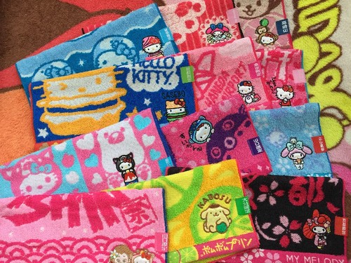 日单Sanrio三丽欧鱼怪丑鱼库洛米kitty纯棉全棉方巾毛巾玉桂狗