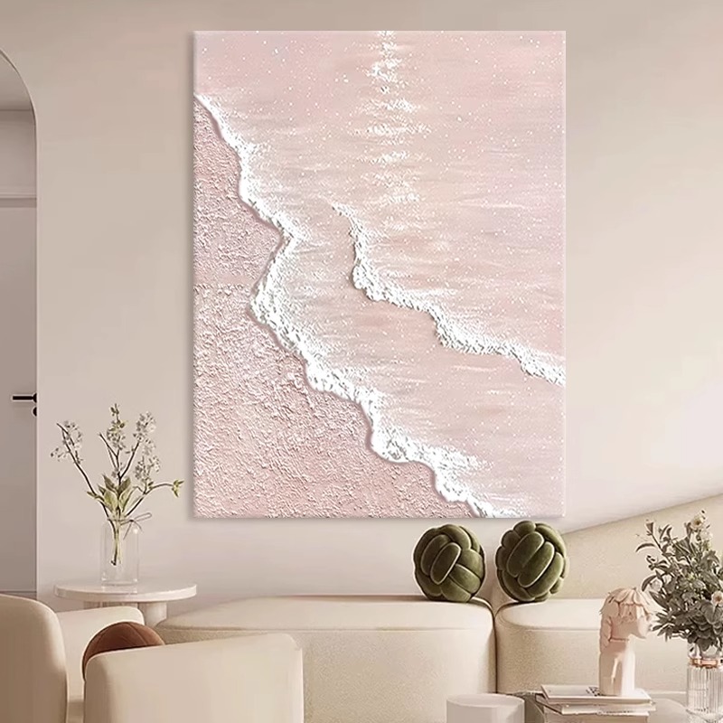 手绘油画侘寂奶油风客厅装饰画立体色块玄关挂画抽象餐厅壁画图片