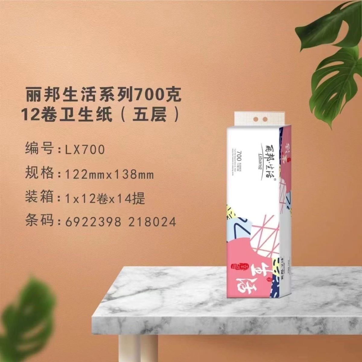 丽邦卫生纸5层12卷700克无芯迷你小卷纸学生宿舍卫生纸厕纸