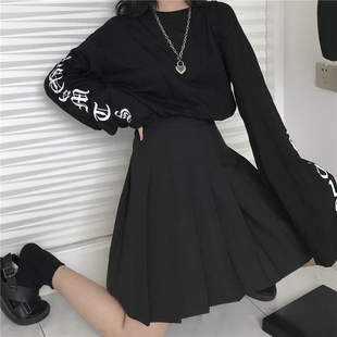 大码a字裙学院风中长裙百褶裙高腰半身裙夏季女短裙ins超火的裙子